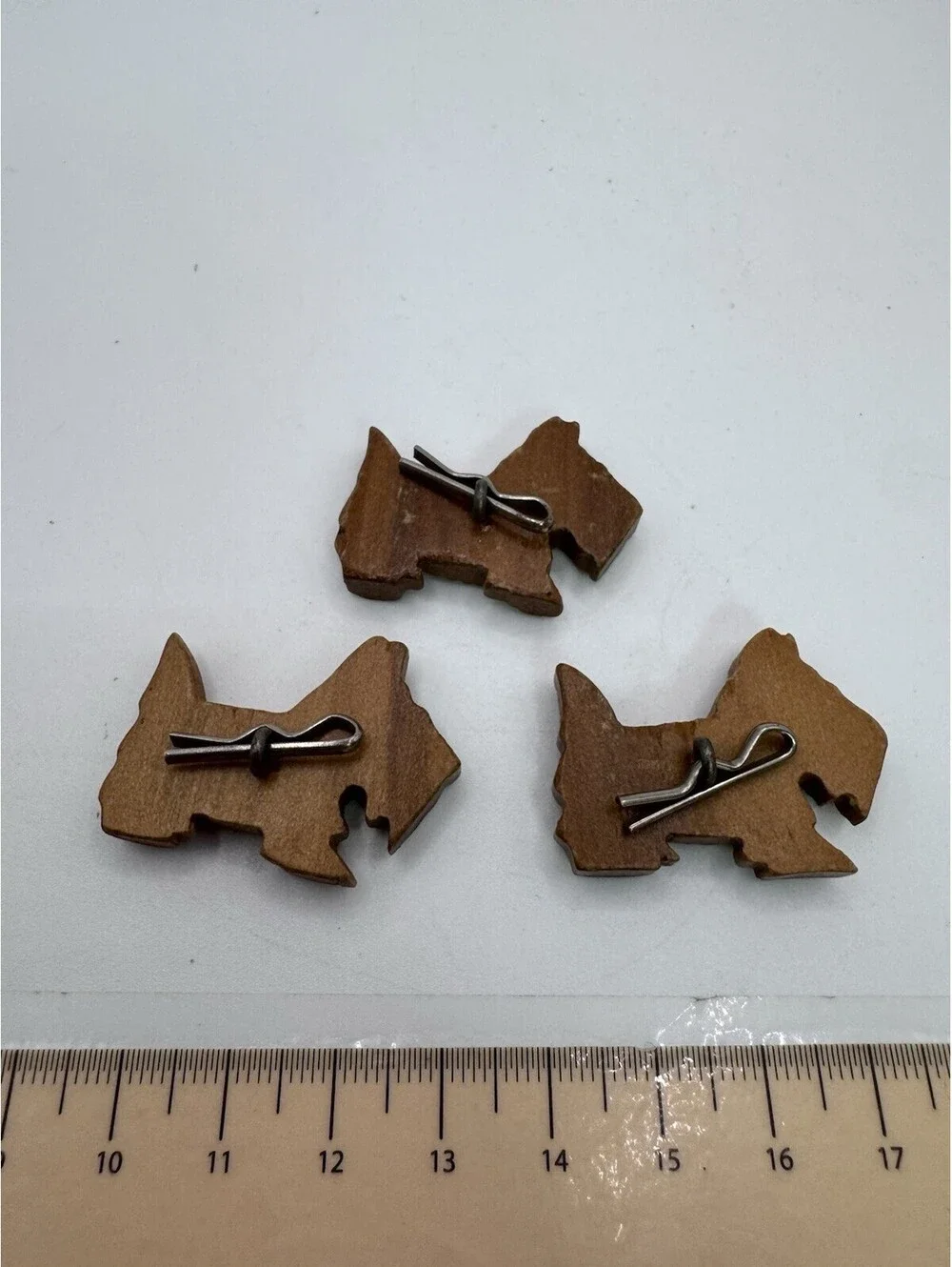 Carved Wood Scottie Dog Buttons Set Of 3 Vintage
